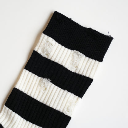 Striped Cotton Black &amp; White Crew Socks