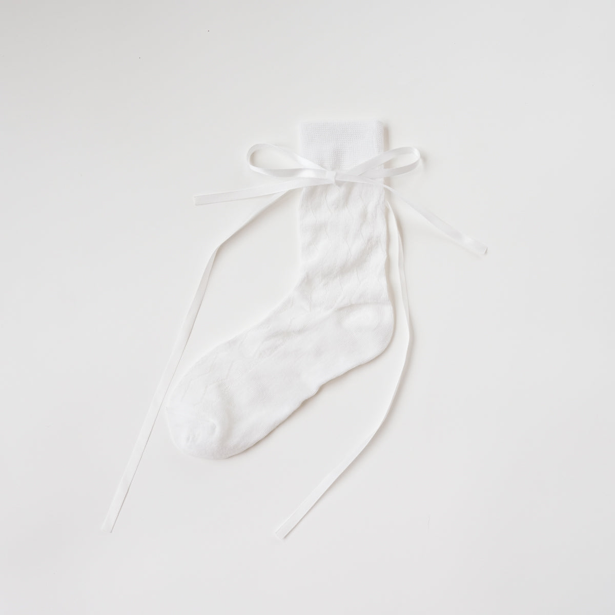 Ballet Bowtie Ribbon White Crew Socks