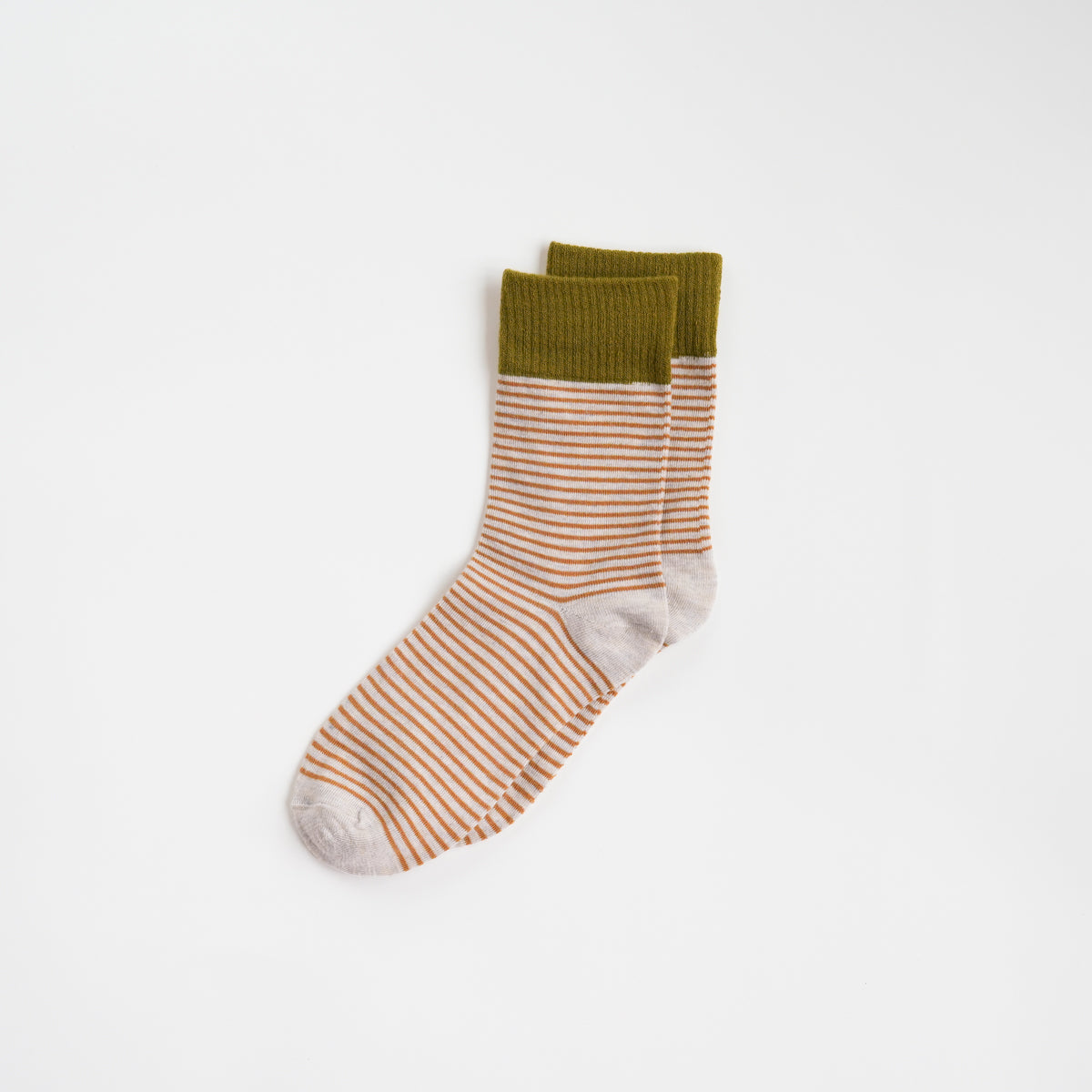 Block Striped Green &amp; Orange Crew Socks