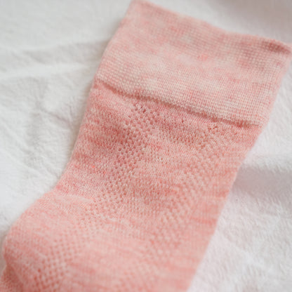 Summer Mesh Ice Silk Candy Pink Crew Socks