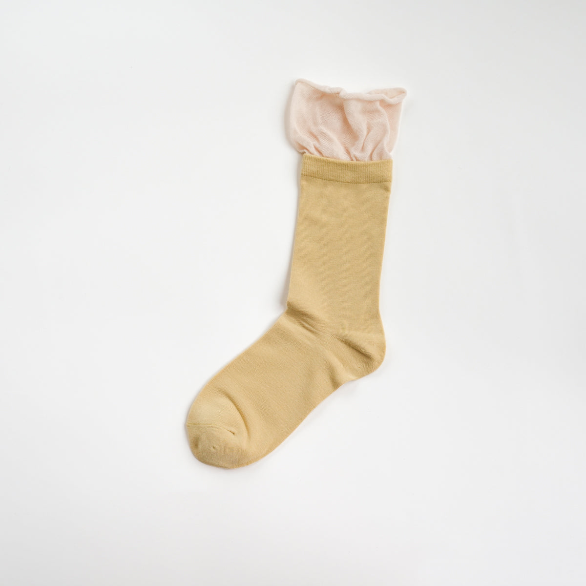 Bubble Cuff Cotton Yellow Mid-Calf Socks