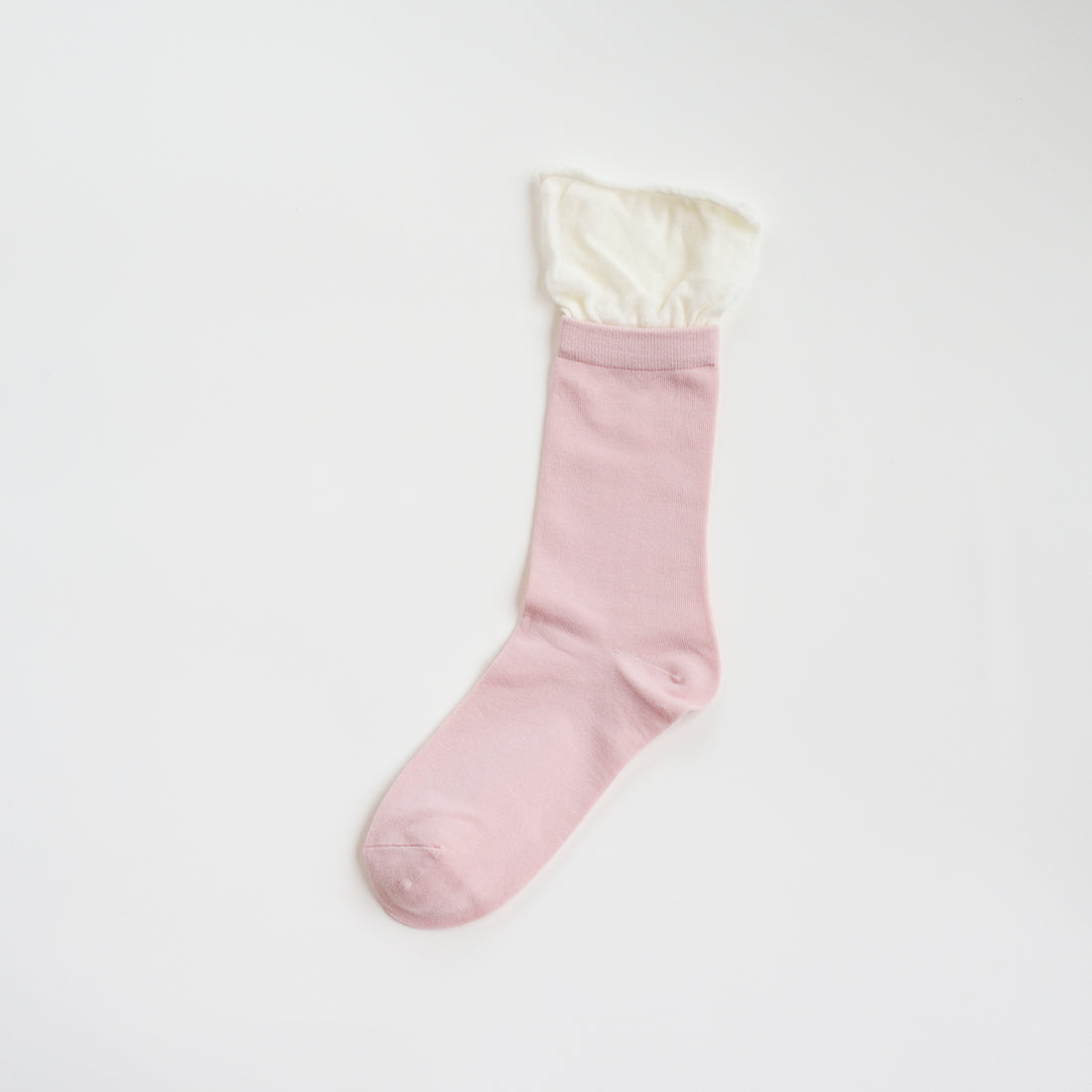 Bubble Cuff Cotton Pink Mid-Calf Socks