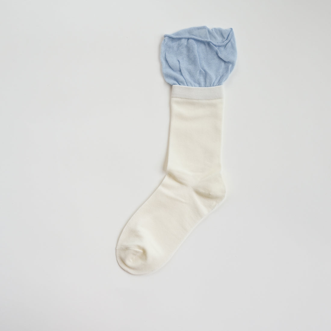 Bubble Cuff Cotton White Mid-Calf Socks