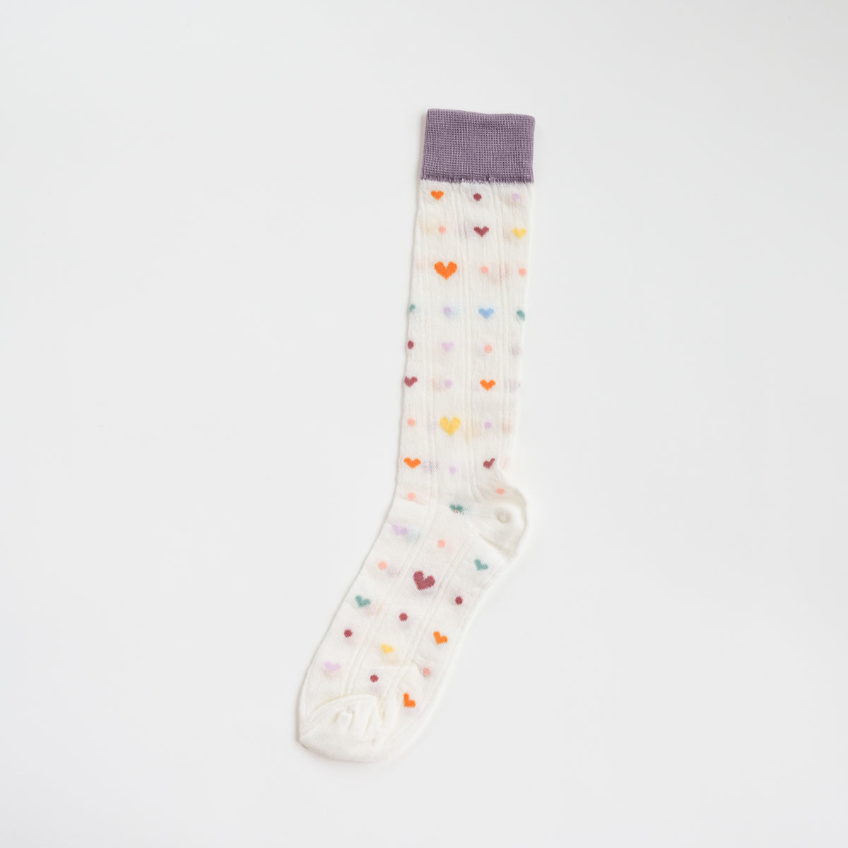 Polka Dot Sheer Bow Purple High-Crew Socks