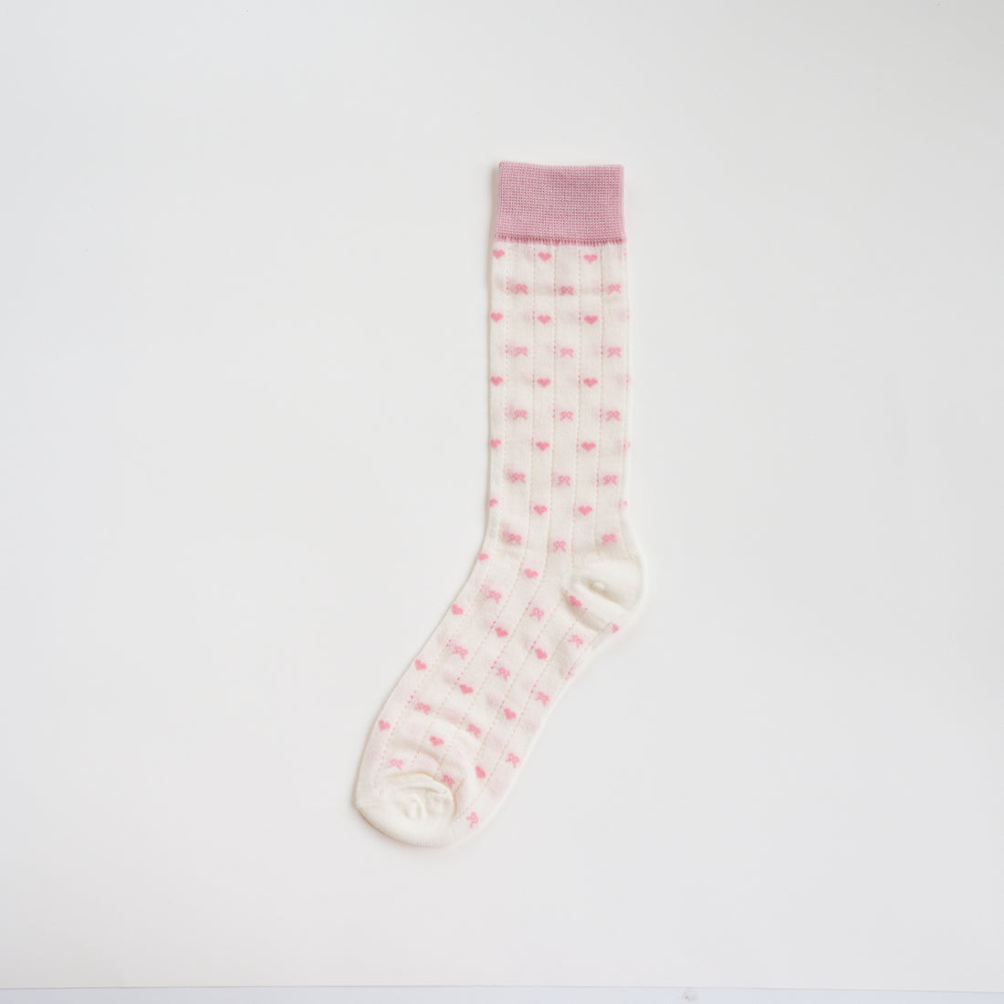 Polka Dot Sheer Bow Pink High-Crew Socks