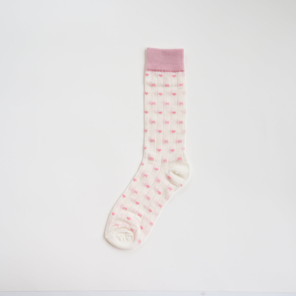 Polka Dot Sheer Bow Pink High-Crew Socks