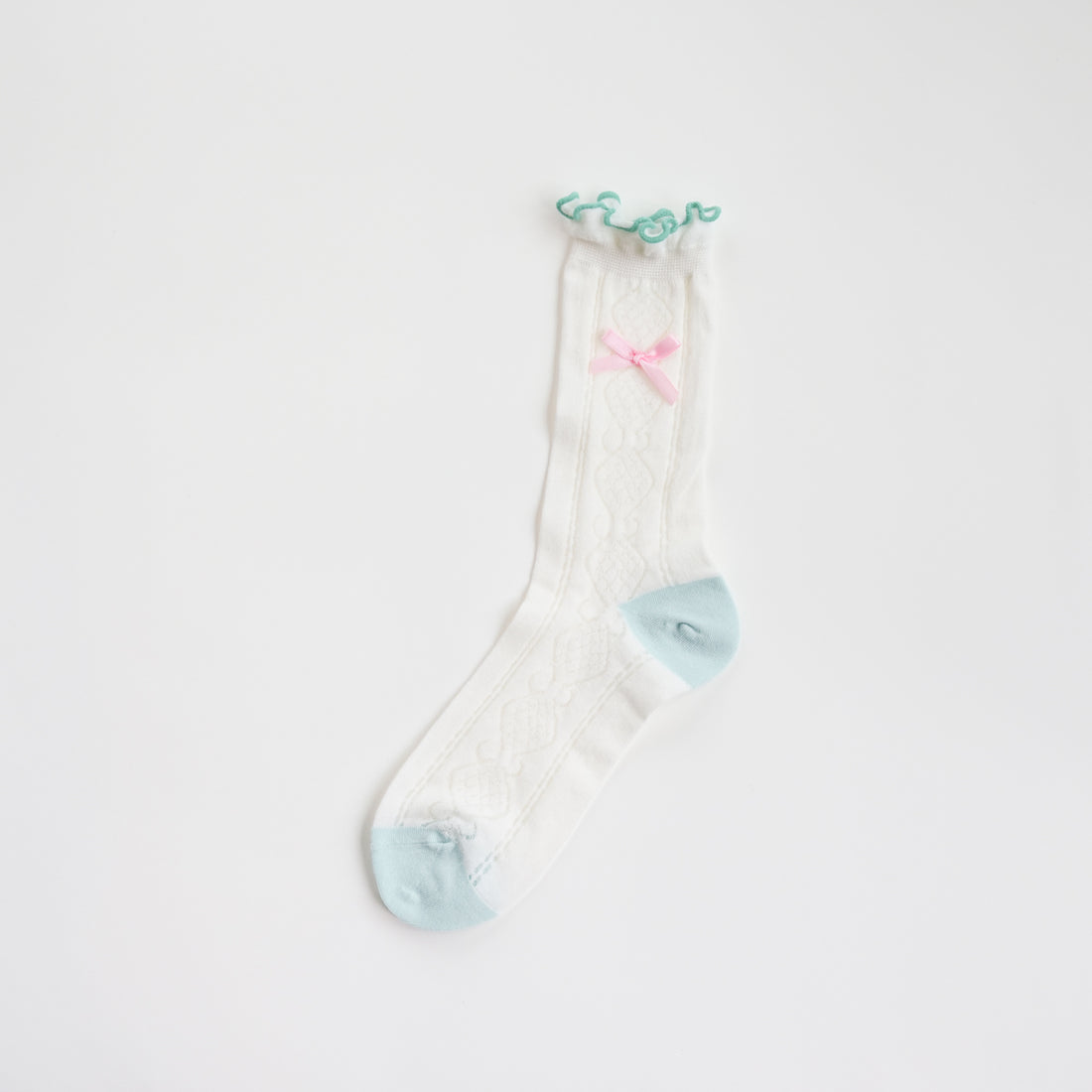 Pink Bow Lace Hollow-Out Mid-Calf Socks