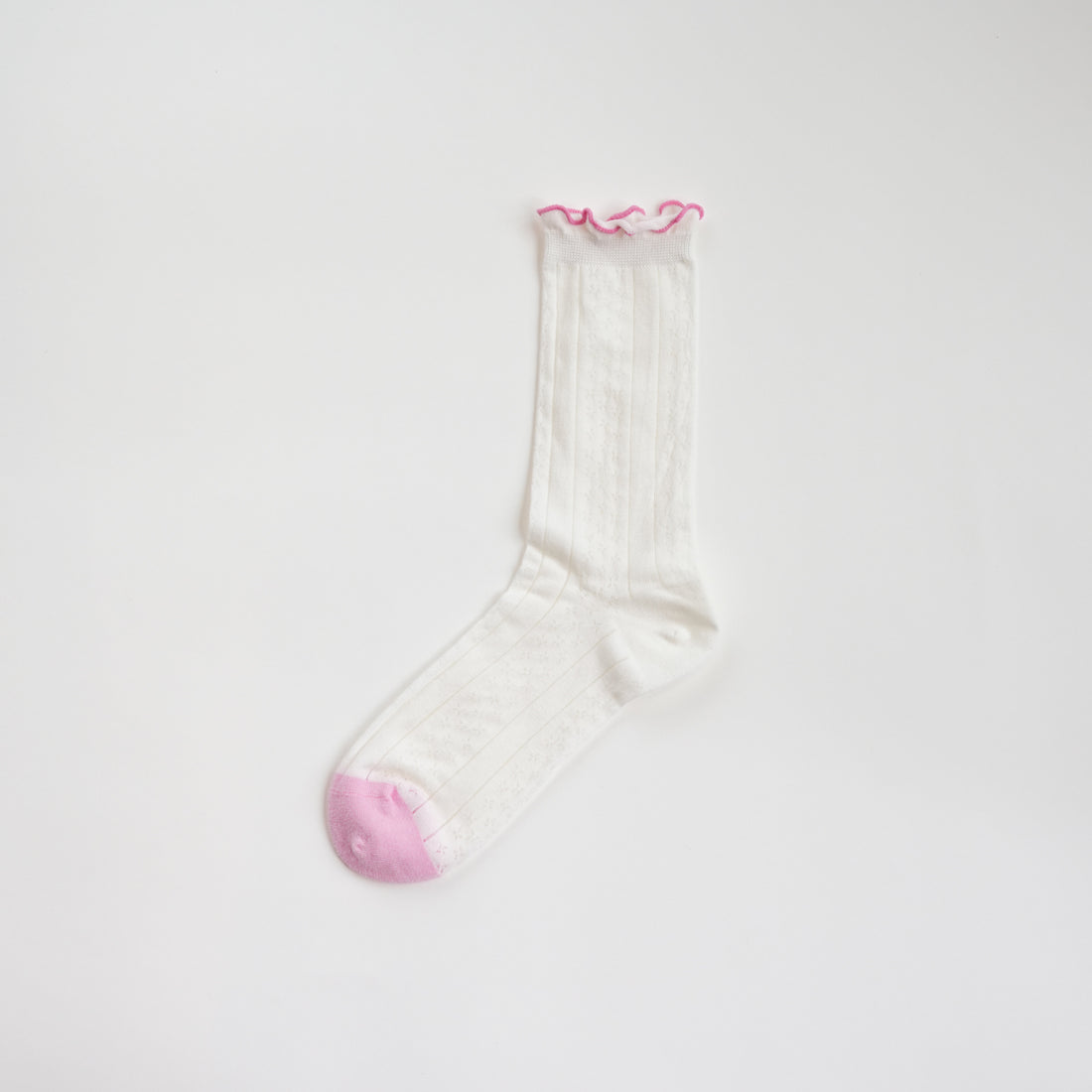 Pink Layer Lace Hollow-Out Mid-Calf Socks