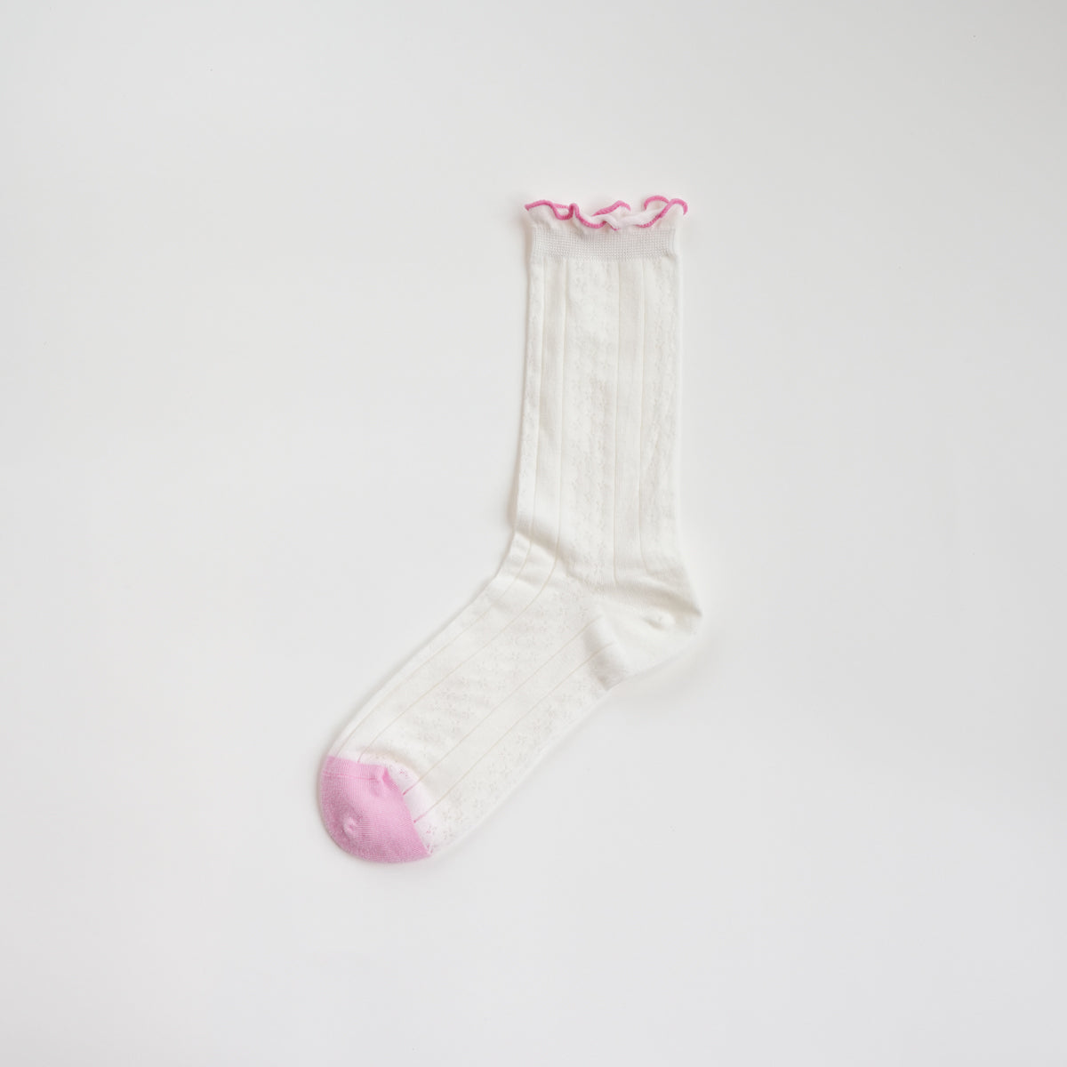 Pink Layer Lace Hollow-Out Mid-Calf Socks