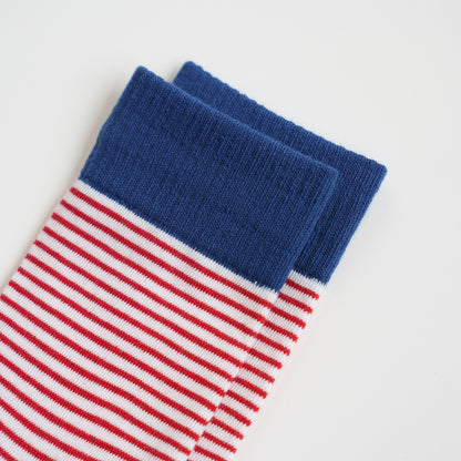 Block Striped Blue &amp; Red Crew Socks