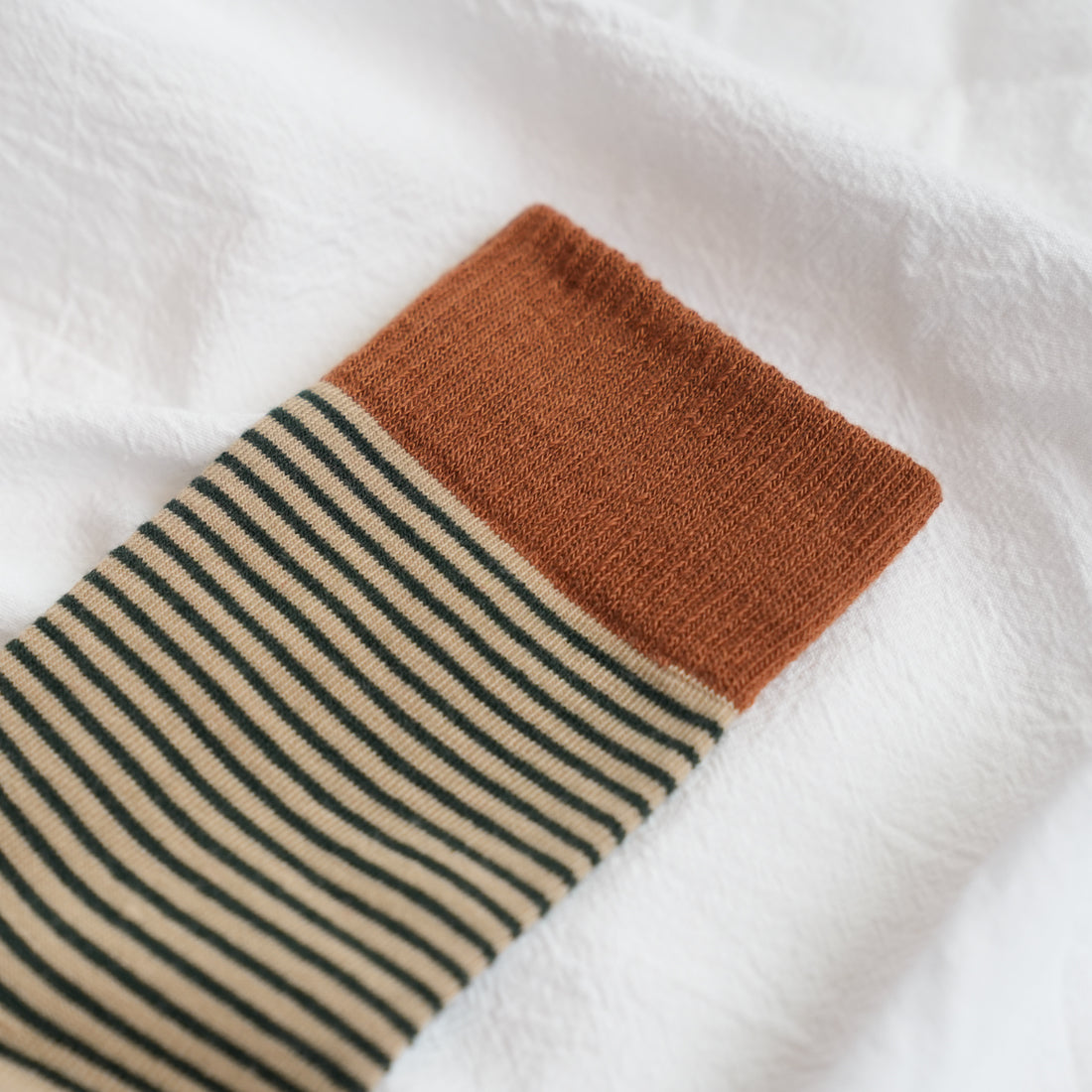 Block Striped Red &amp; Brown Crew Socks