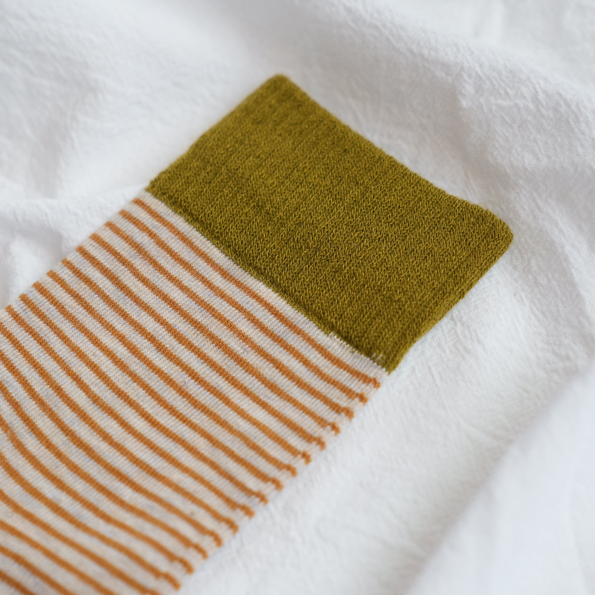 Block Striped Green &amp; Orange Crew Socks