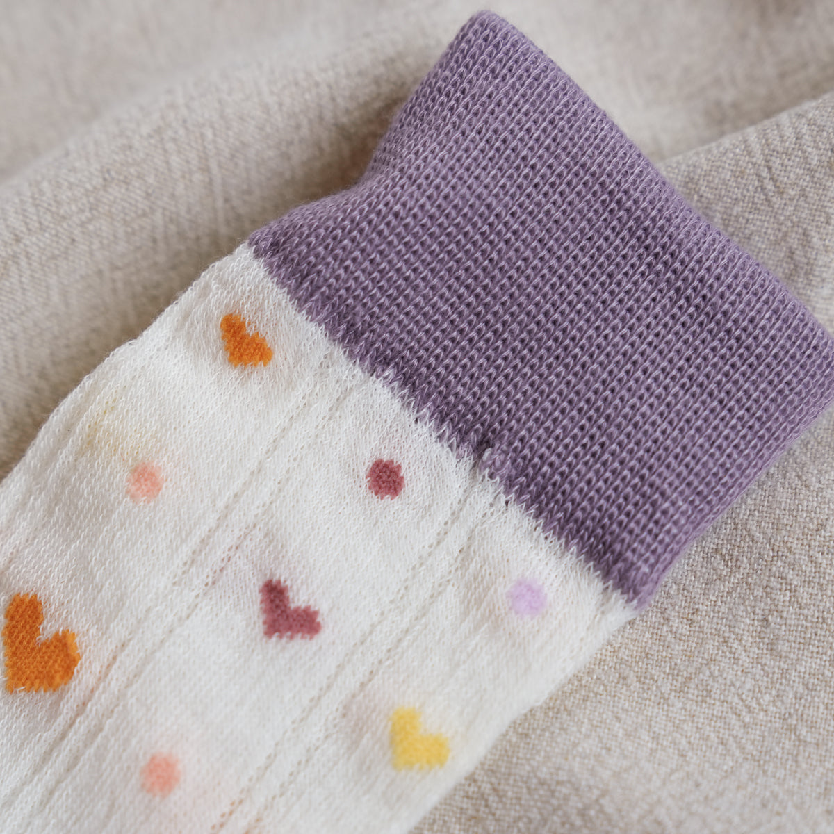 Polka Dot Sheer Bow Purple High-Crew Socks