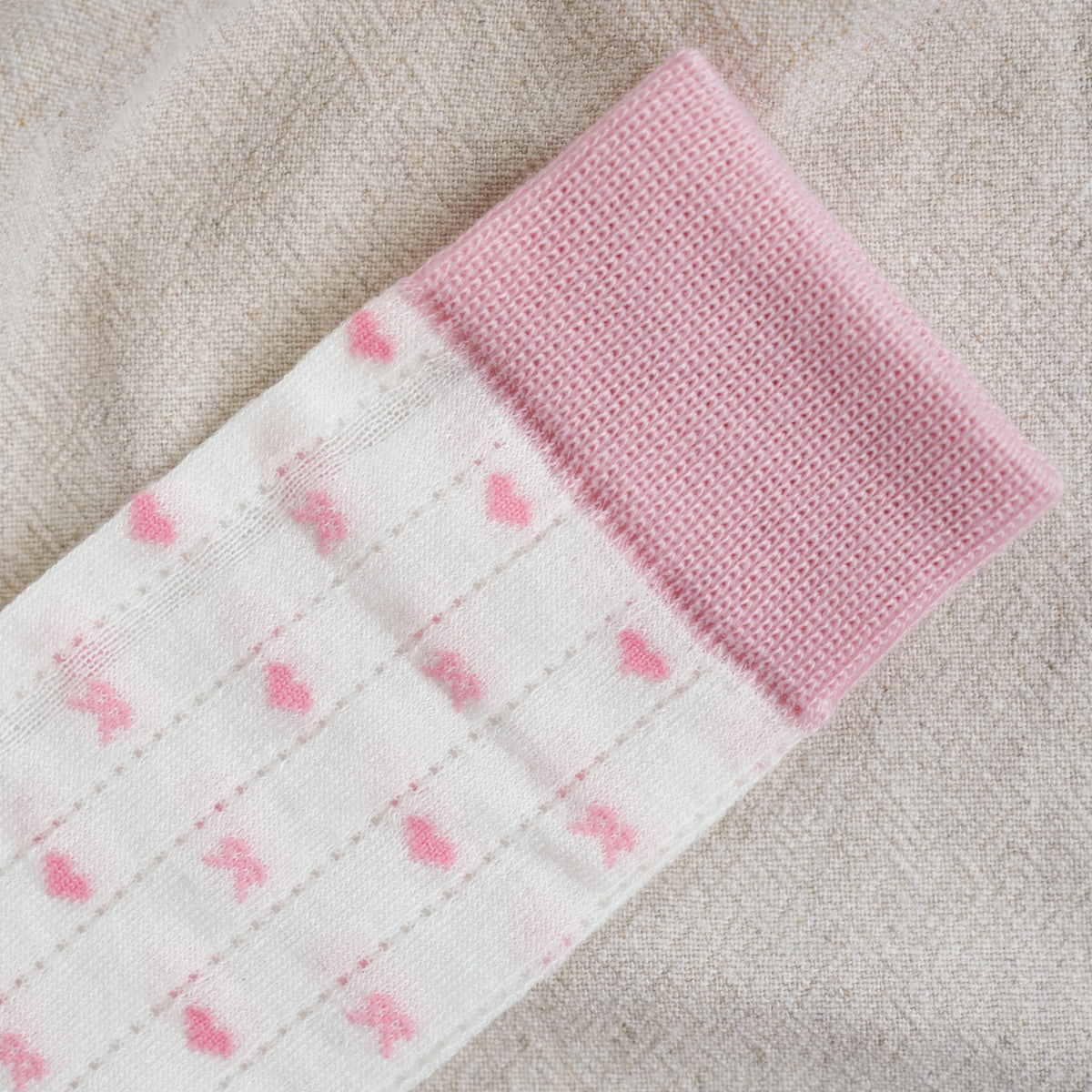 Polka Dot Sheer Bow Pink High-Crew Socks