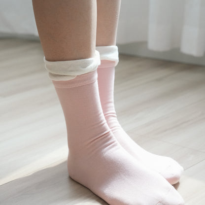 Bubble Cuff Cotton Pink Mid-Calf Socks