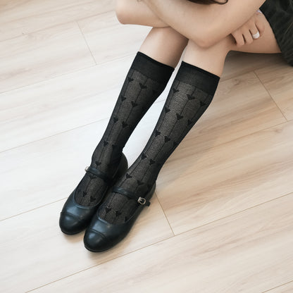 Heart Mesh Knee-High Socks