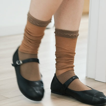 Elegant Long Scrunched Sheer Socks