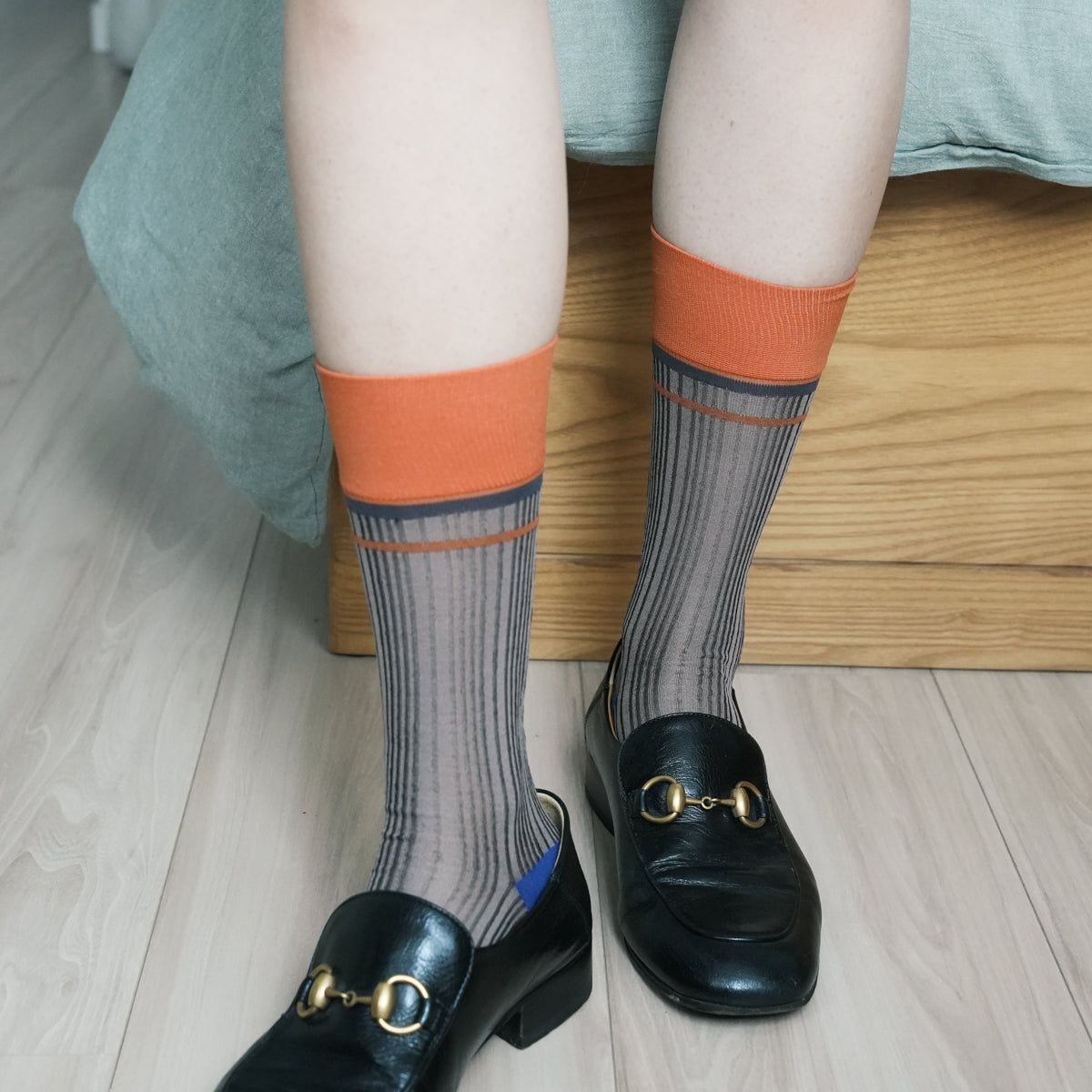 Retro Color-Block Striped Sheer Socks