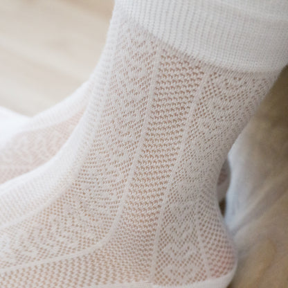 Summer Mesh Ice Silk Candy White Crew Socks