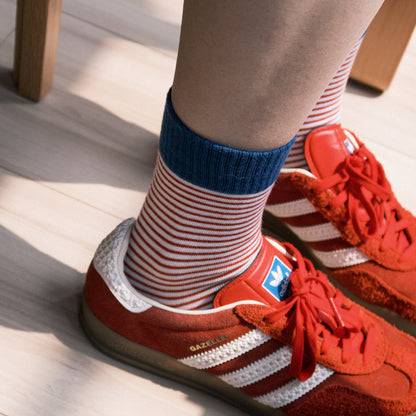 Block Striped Blue &amp; Red Crew Socks