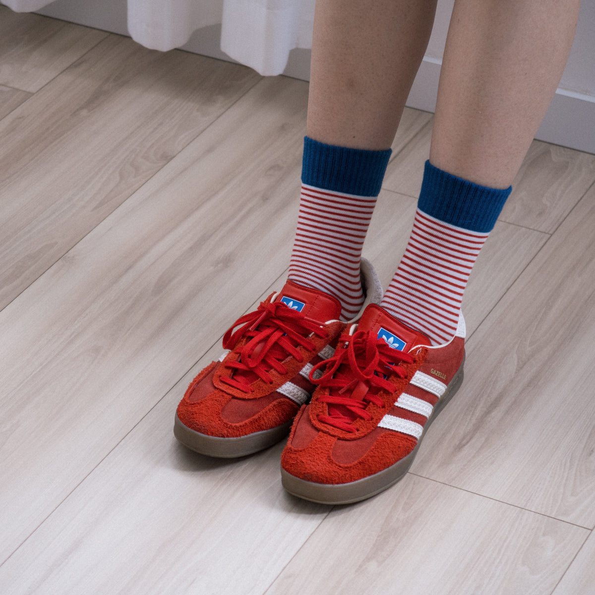 Block Striped Blue &amp; Red Crew Socks