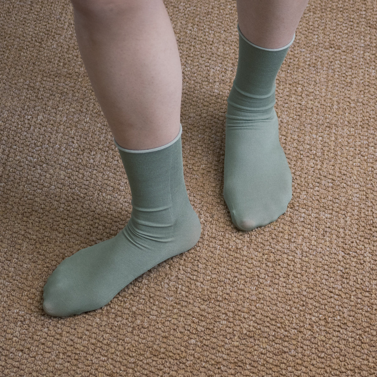 Ice Silk Green Crew Socks