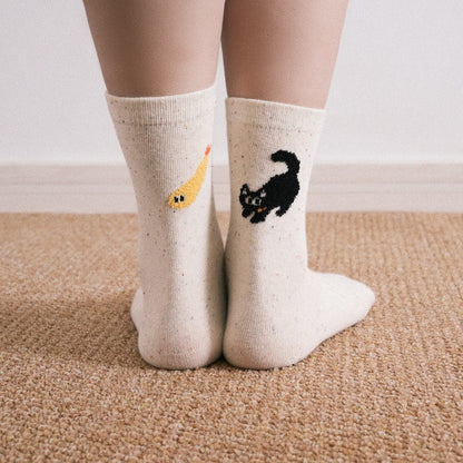 Tempura Shrimp Illustration Crew Socks